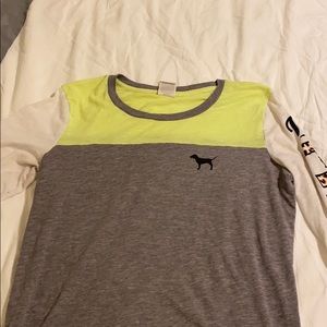 Pink long sleeve baseball t